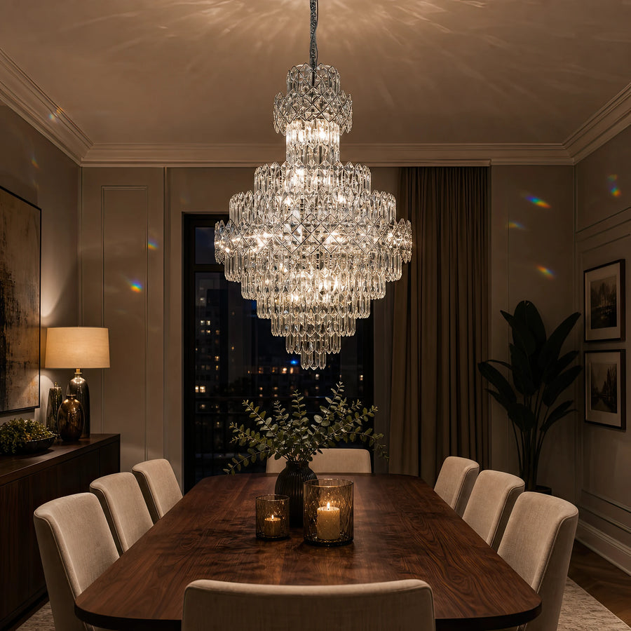 WINDSOR Grande Supremo Crystal Chandelier 14xE14, Diameter 60X90cm, Shiny Chrome, Adjustable Height - 07_CC800-600X900CH.png