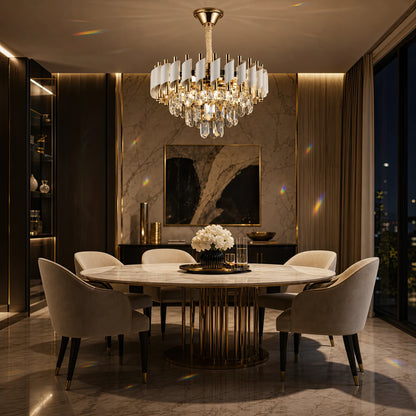Crystal Chandelier VERSAILLES Nobile 5xE14, Diameter 40cm, Glossy Gold and White - 07_CC900-400WH.png