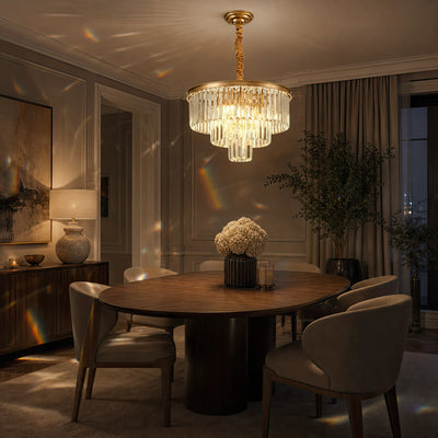 Crystal Chandelier CHAMBORD Petito 3xE14, Diameter 28cm, Matt Gold