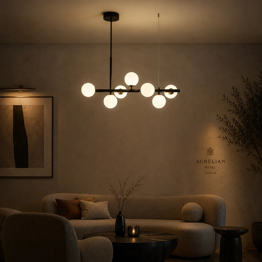 LOFT Pavilion Modern Light Bulb Chandelier, 7x G9, Black, Metal, Adjustable Height - 07_LC800-7BK.png