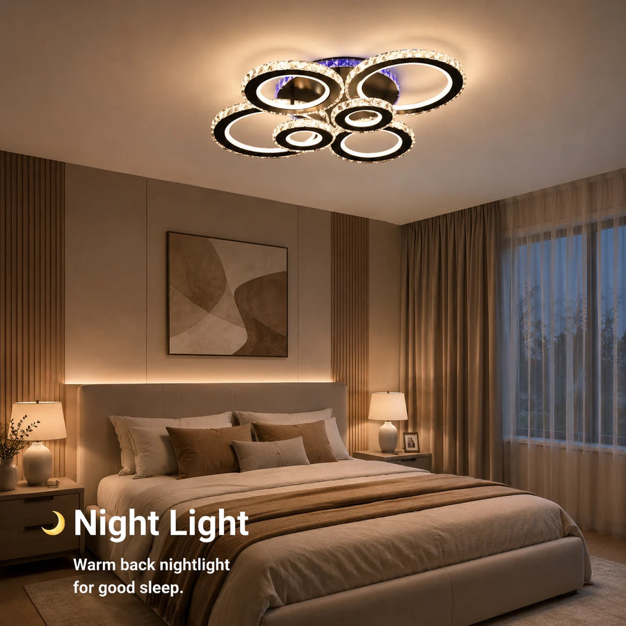 LED chandelier with remote control and crystal NOVA ROTONDA RGB 145W, 6 Circles, Cold/Warm/Neutral light, Dimmable, Black - 07_LT073-6BK.png