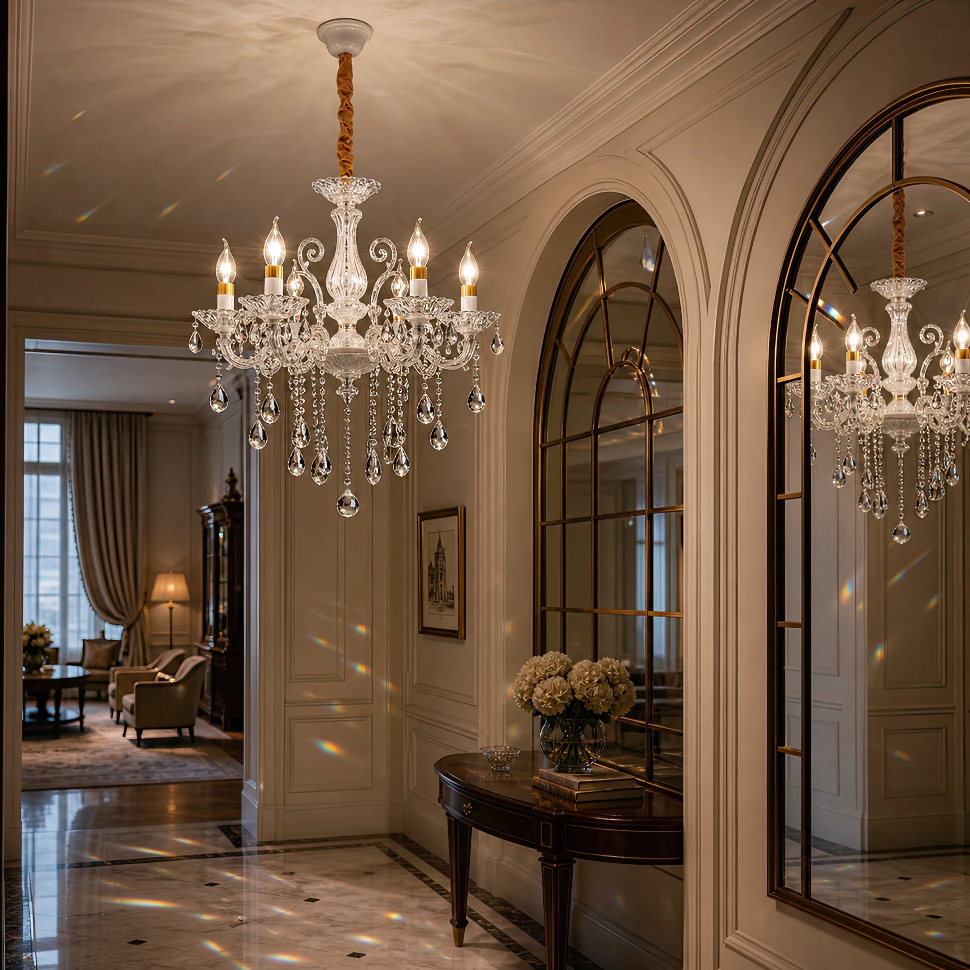 SANSSOUCI Chandelier 6xE14 Crystal and Metal – Classic Design, Silver White - 08_CC220-6WH.png