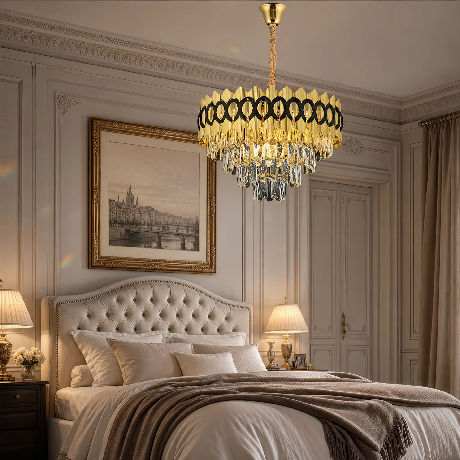 PIERREFONDS Elegance Crystal Chandelier 8x E14, Diameter 48.5cm, Shiny Gold, Adjustable Height - 08_CC8942-500.png