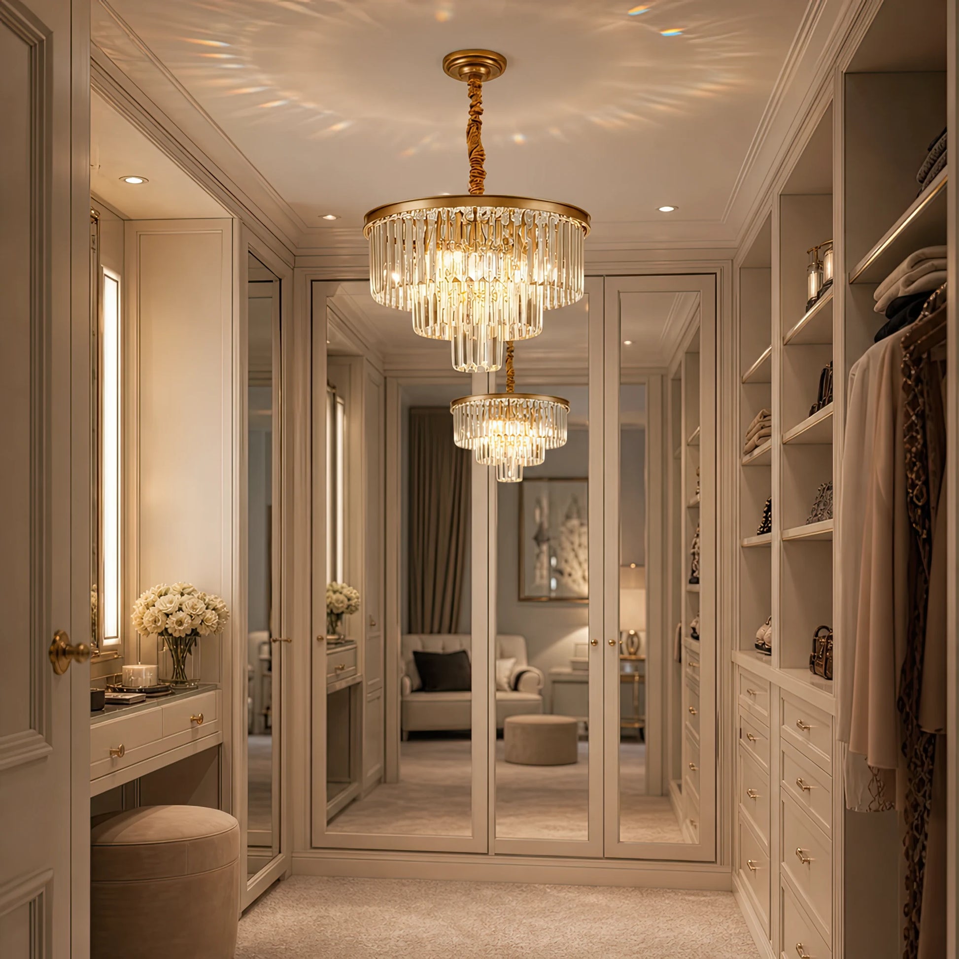 Crystal Chandelier CHAMBORD Petito 3xE14, Diameter 28cm, Matt Gold - 08_CC930-300GD.png