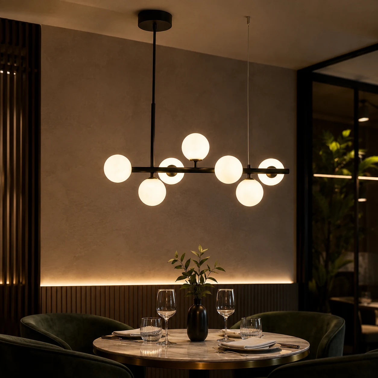 LOFT Pavilion Modern Bulb Chandelier, 7x G9, Black, Metal, Height Adjustable - 08_LC800-7BK.png