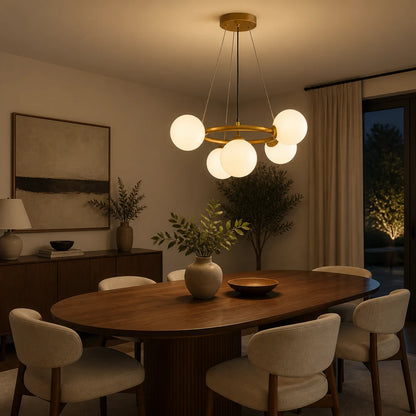 LOFT Chamber Chandelier, 5x G9, White Gold, Metal, Adjustable Height, Modern - 08_LC802-5GD.png