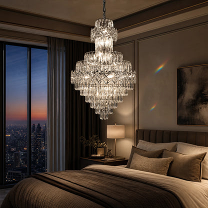 WINDSOR Grande Supremo Crystal Chandelier 14xE14, Diameter 60X90cm, Shiny Chrome, Adjustable Height - 09_CC800-600X900CH.png