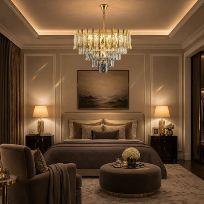 Crystal Chandelier HAMPTON Nobile 5xE14, Diameter 40cm, Shiny Gold, Adjustable Height