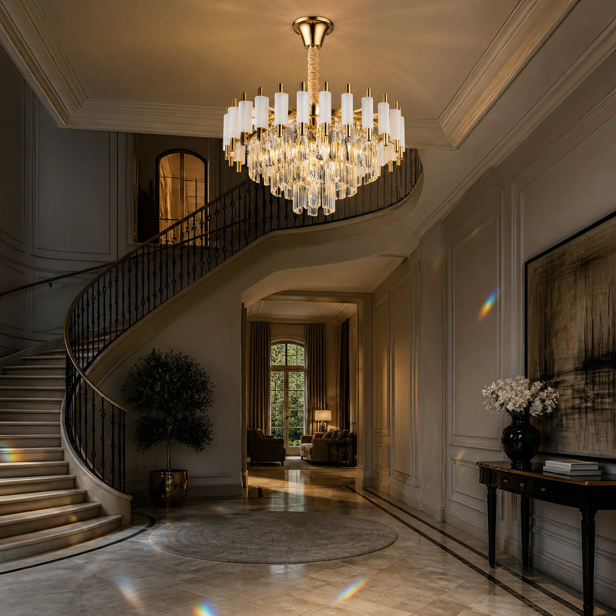 Crystal Chandelier VERSAILLES Nobile 5xE14, Diameter 40cm, Glossy Gold and White - 09_CC900-400WH.png