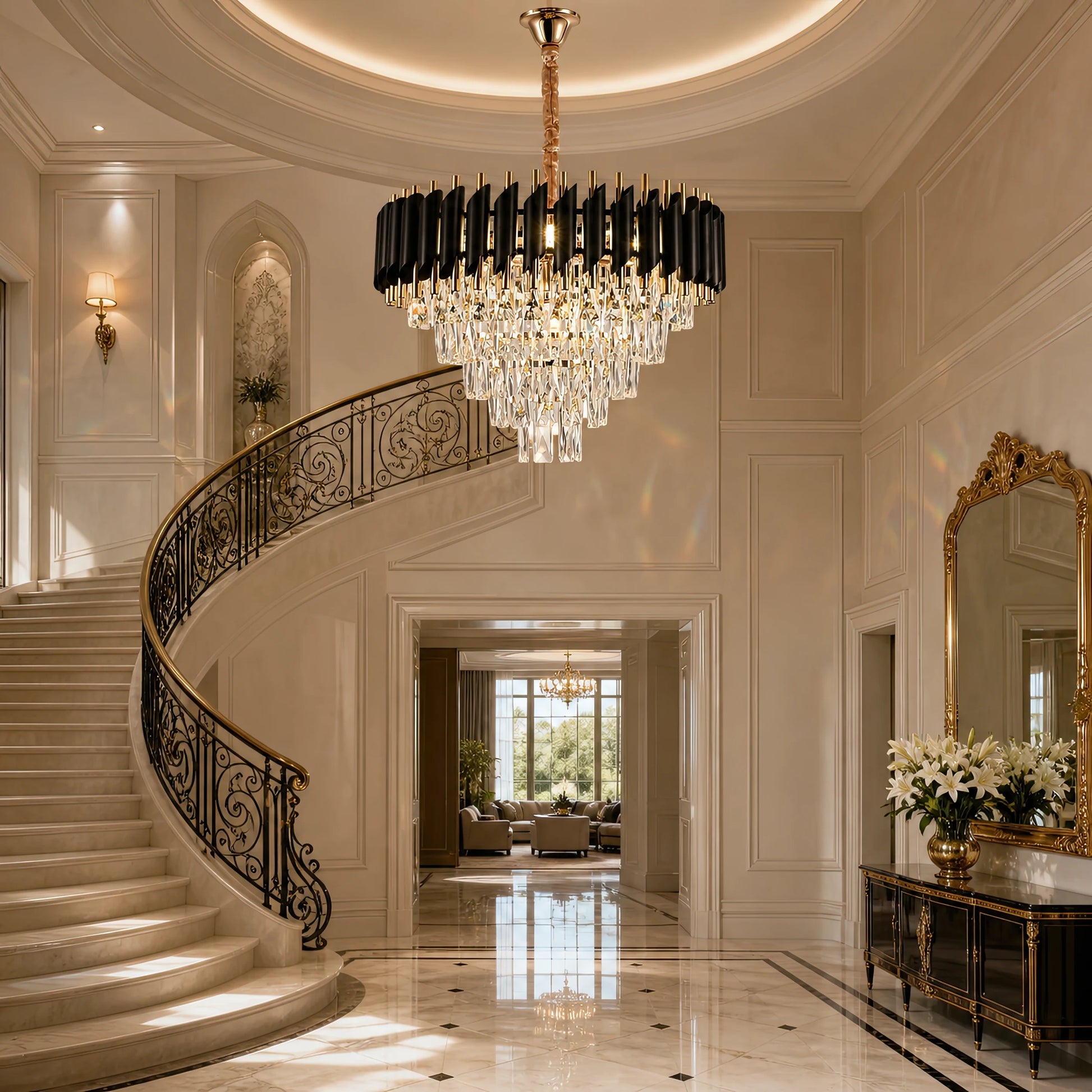 Crystal Chandelier VERSAILLES Elegance 8x E14, Diameter 50cm, Gold, Adjustable Height - 09_CC900-500GD.png