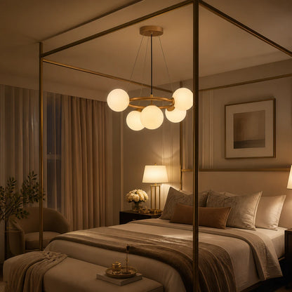 LOFT Chamber Chandelier, 5x G9, White Gold, Metal, Adjustable Height, Modern - 09_LC802-5GD.png