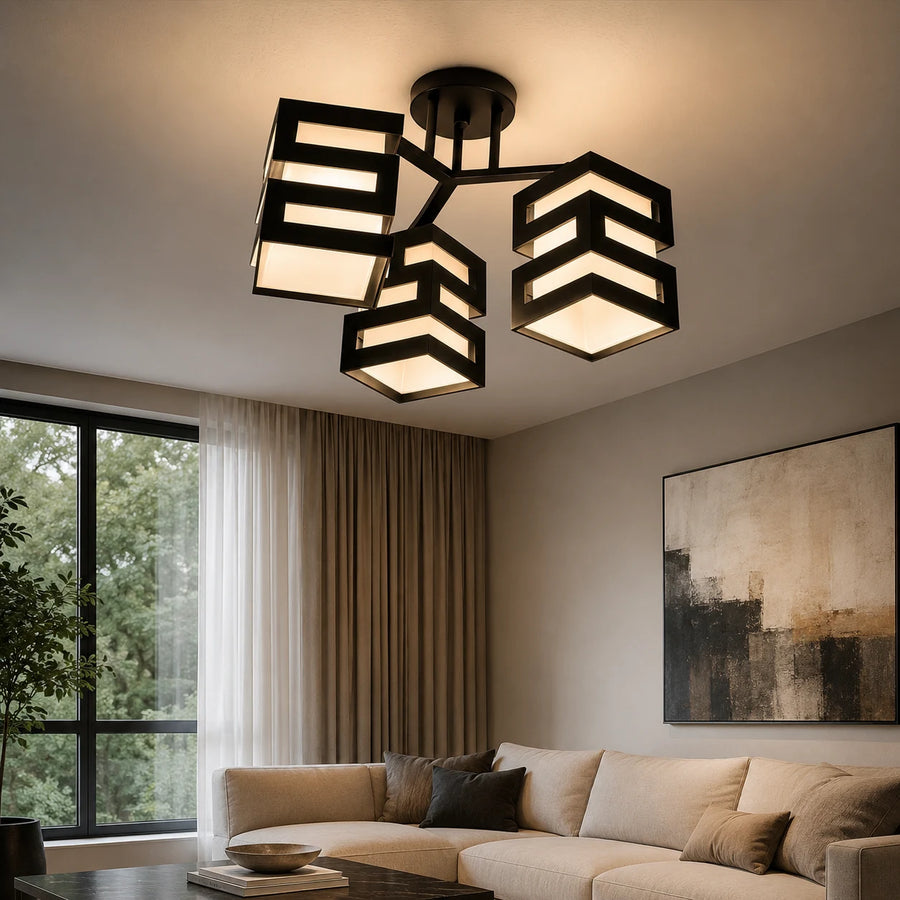 VANJA Chandelier with Square Lampshade, 3 X Socket E27 White / Black - 09_LC890-3.png