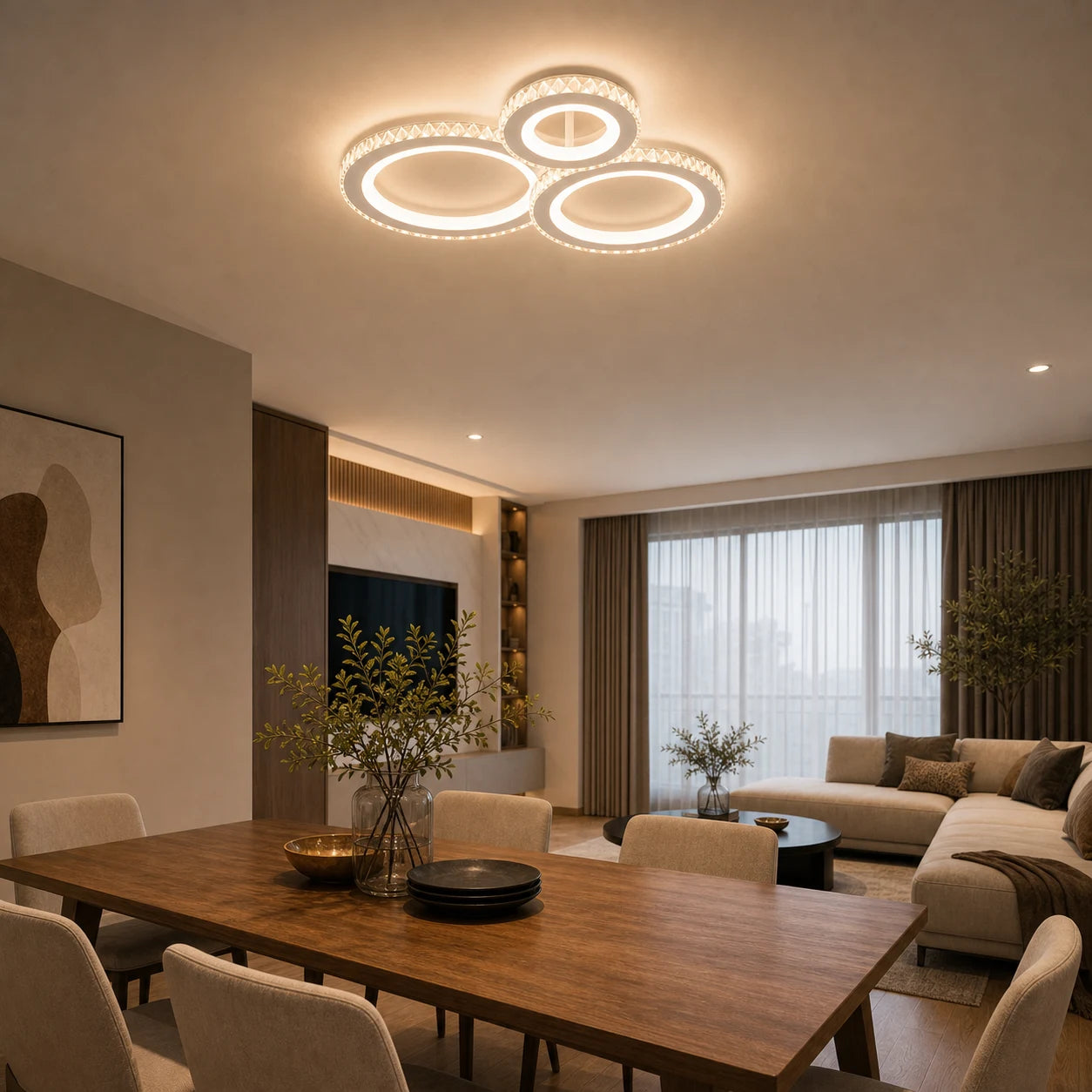 LED chandelier with remote control and crystal NOVA ROTONDA RGB 75W, 3 Circles, Cold/Warm/Neutral light, Dimmable, White - 09_LT073-3WH.png