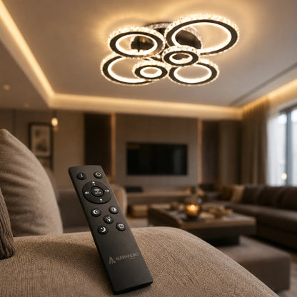 LED chandelier with remote control and crystal NOVA ROTONDA RGB 145W, 6 Circles, Cold/Warm/Neutral light, Dimmable, Black - 09_LT073-6BK.png