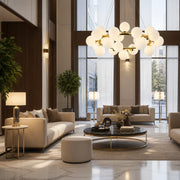 LOFT Chamber Chandelier, 25x G9, White Gold, Metal, Adjustable Height, Modern - 08_LC802-25GD.png