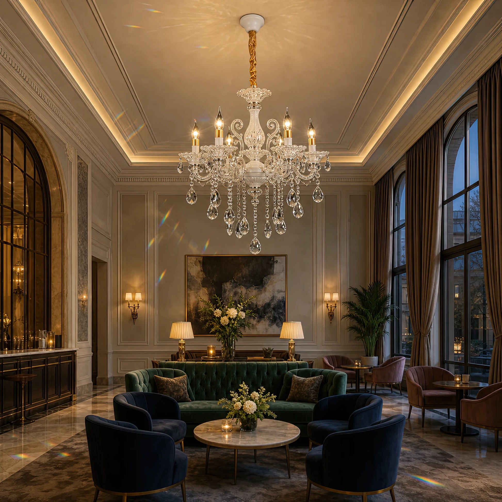 SANSSOUCI Chandelier 6xE14 Crystal and Metal – Classic Design, Silver White - 10_CC220-6WH.png