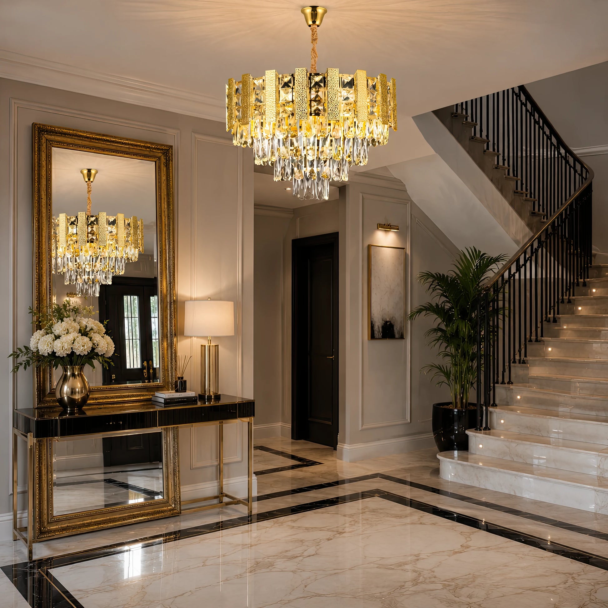 Crystal Chandelier PELES Petito 3xE14, Diameter 27cm, Shiny Gold, Adjustable Height - 10_CC8958 300GD.png