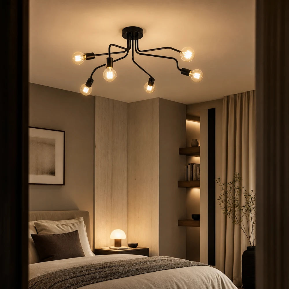 MODERNIST Hexa 6 Chandelier, 6x E27, Black, Modern Design - 10_LC360-6BK.png