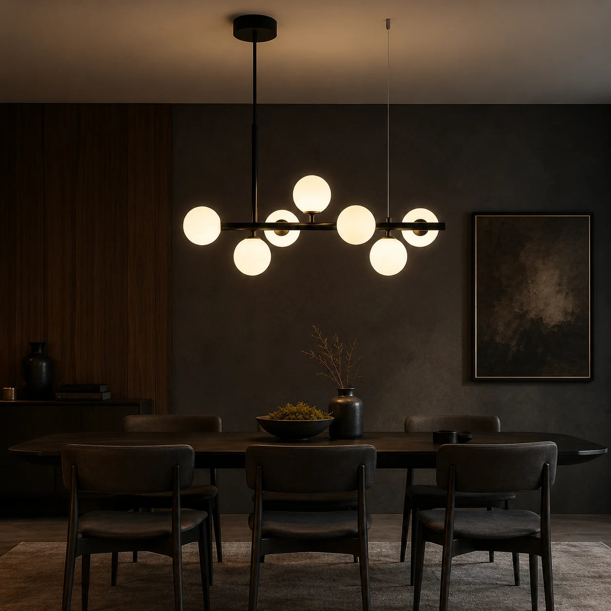 LOFT Pavilion modern bulb chandelier, 7x G9, Black, Metal, Height Adjustable - 10_LC800-7BK.png