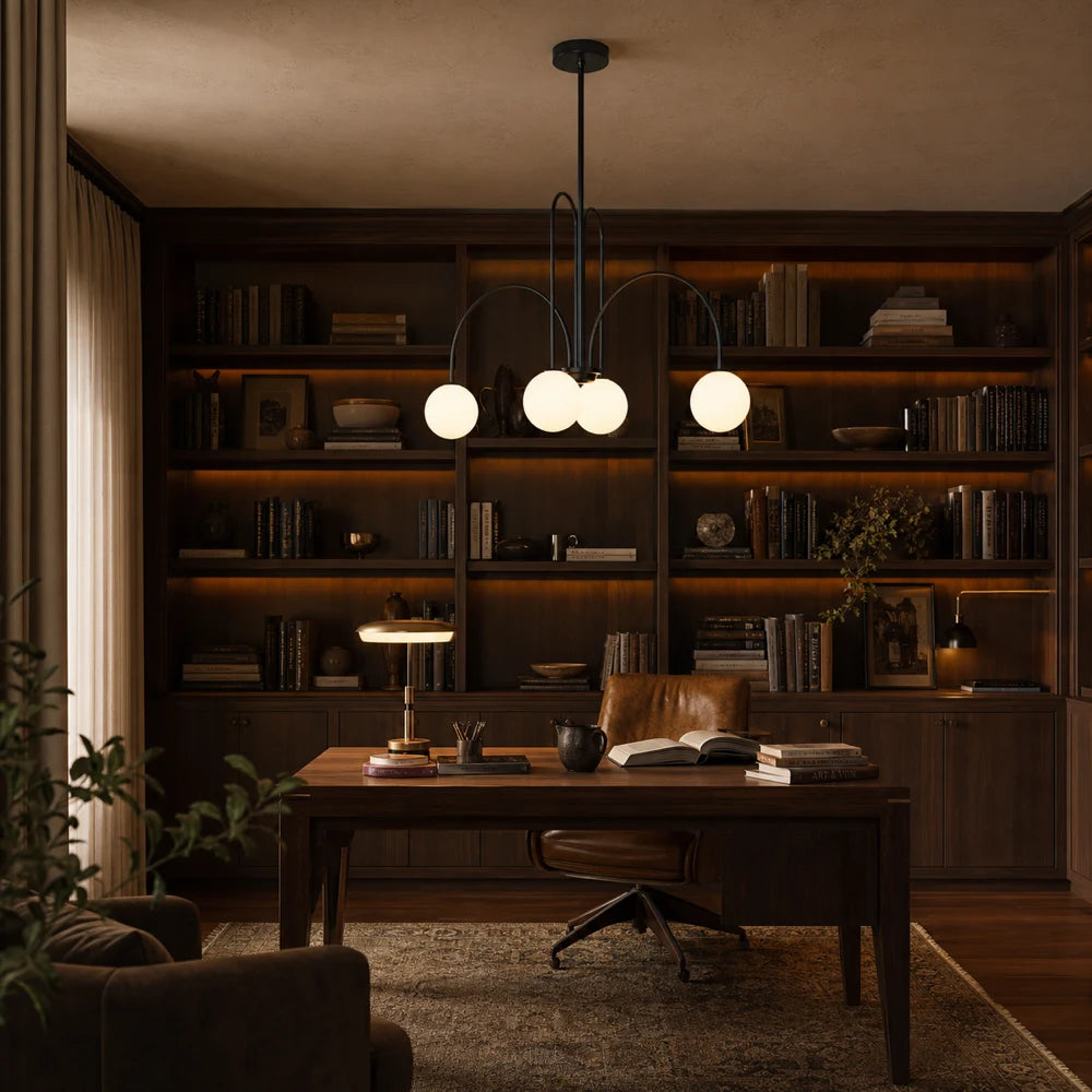 Chandelier with Shade, Torino, 4xE27, Black, Metal - 10_LC850-4BK.png