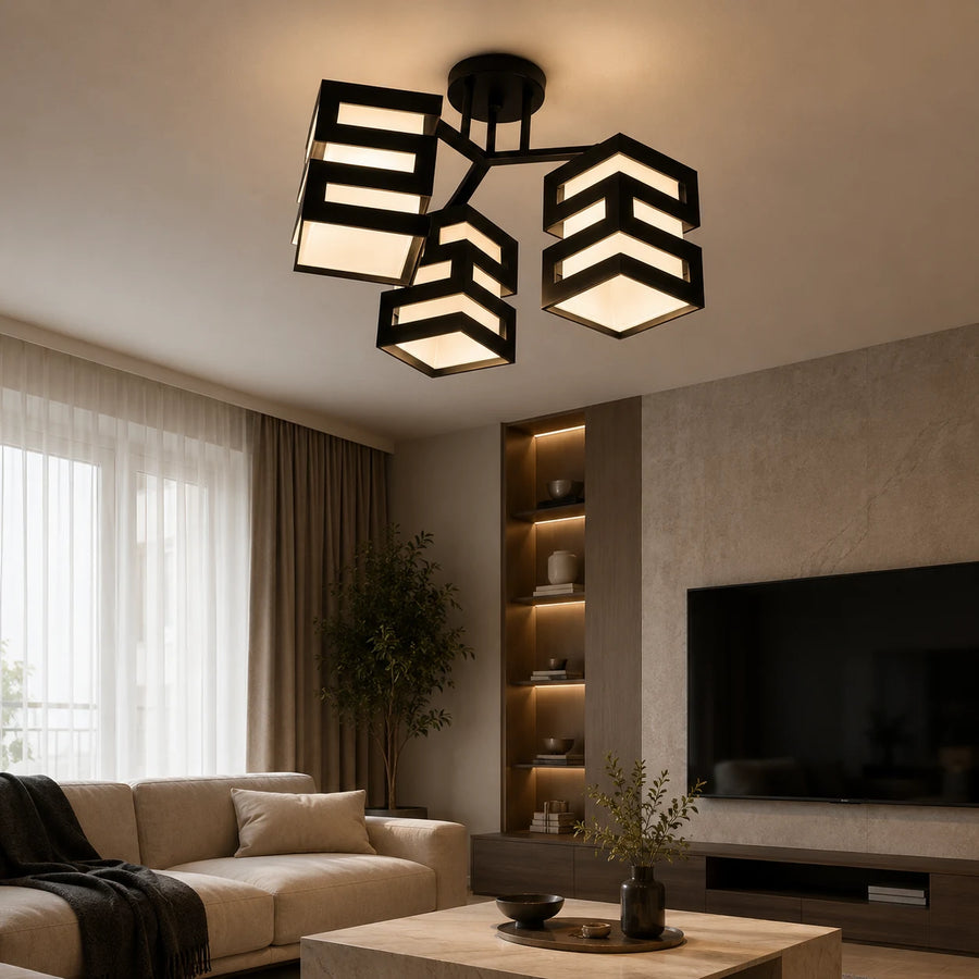 VANJA Chandelier with Square Lampshade, 3 X Socket E27 White / Black - 10_LC890-3.png