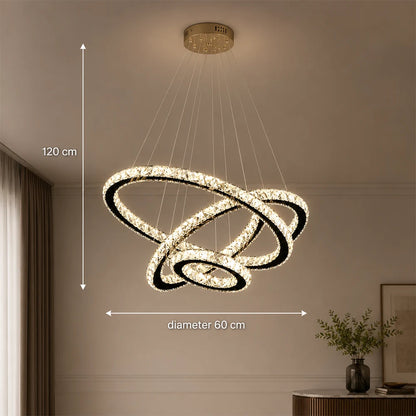 Suspended LED chandelier with remote control and crystal PRISM LUMINIS 79W, 3 Circles, Cold/Warm/Neutral light, Dimmable, Chrome, Adjustable Height - 11_LT029.png