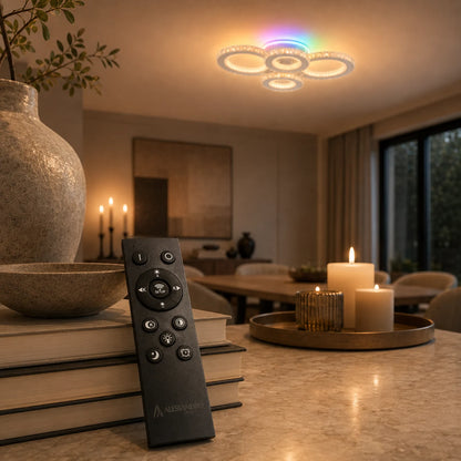 LED chandelier with remote control and crystal NOVA ROTONDA RGB 82W, 4 Circles, Cold/Warm/Neutral light, Dimmable, White - 11_LT073-4WH.png