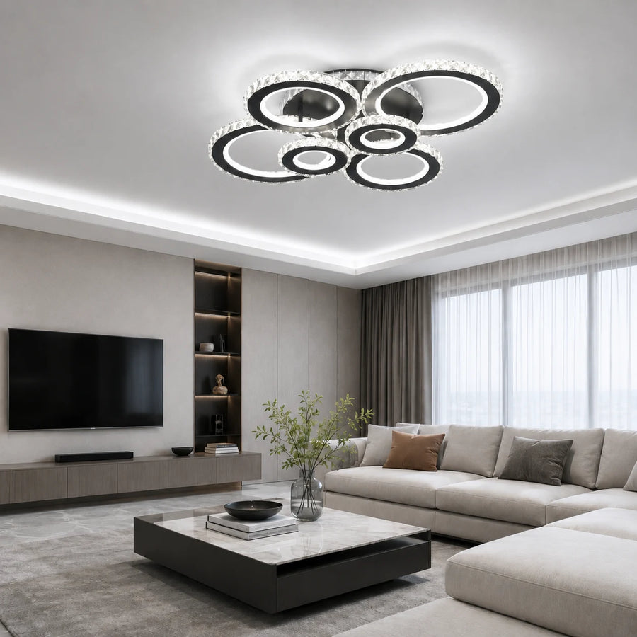 LED chandelier with remote control and crystal NOVA ROTONDA RGB 145W, 6 Circles, Cold/Warm/Neutral light, Dimmable, Black - 11_LT073-6BK.png