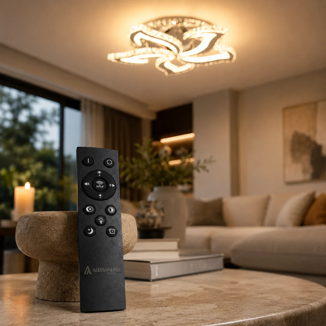 LED chandelier with remote control and crystal Alejandro RGB 88W, 5 Flowers, Cool/Warm/Neutral light, Dimable, Shiny Chrome - 12_LT071-5.png