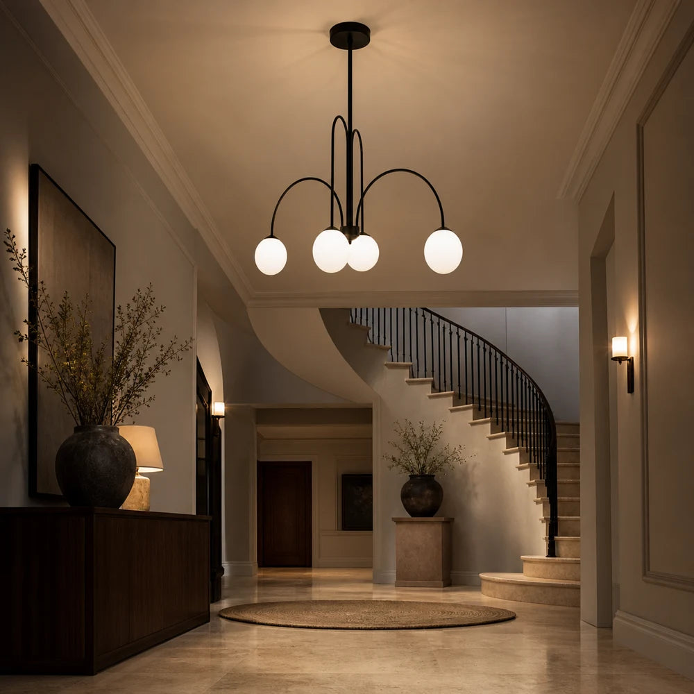 Chandelier with Shade, Torino, 4xE27, Black, Metal - 13_LC850-4BK.png