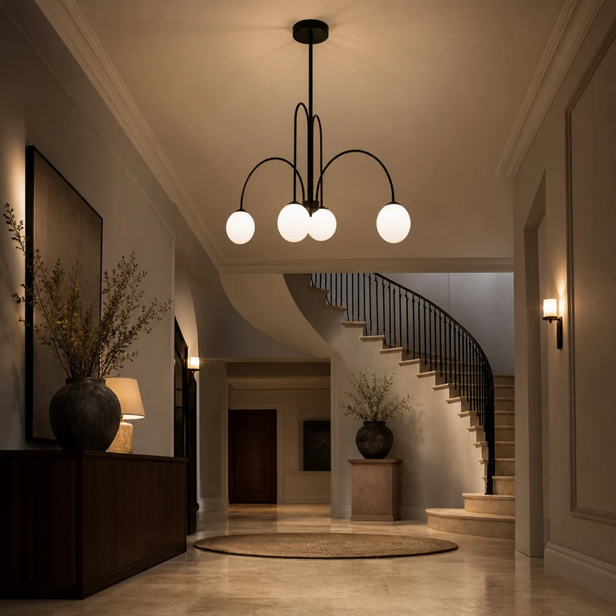 Chandelier with Shade, Torino, 4xE27, Black, Metal - 13_LC850-4BK.png