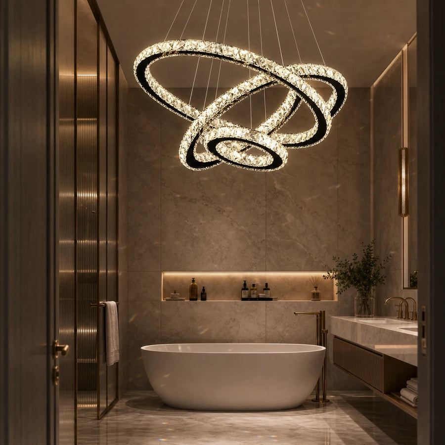 Suspended LED chandelier with remote control and crystal PRISM LUMINIS 79W, 3 Circles, Cold/Warm/Neutral light, Dimmable, Chrome, Adjustable Height - 13_LT029.png
