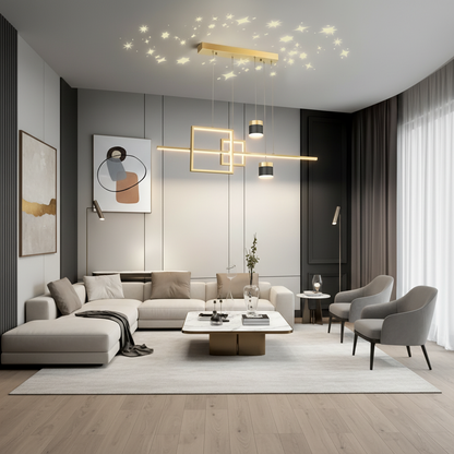 Suspended LED chandelier with remote control DENISSE 81W, Cold/Warm/Neutral light, Dimmable, Gold, Adjustable height, 2233/4GD LED chandeliers with remote control Default Title Alessandro Design