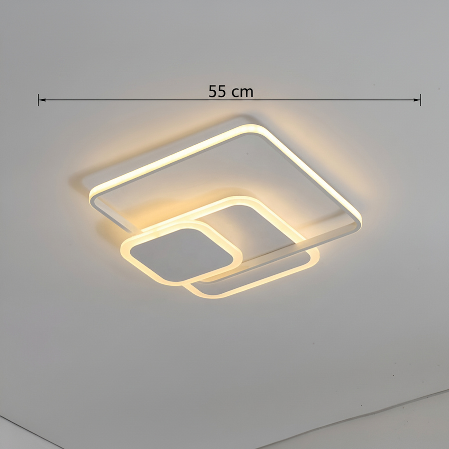 LED chandelier with remote control ANEMONA 75W, 3 Squares, Cold/Warm/Neutral light, Dimmable, White LED chandelier with remote control Default Title Alessandro Design