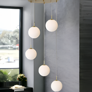 Hanging Chandelier, 5 Globes XE27, Gold, Adjustable Height Modern Chandeliers Default Title Alessandro Design