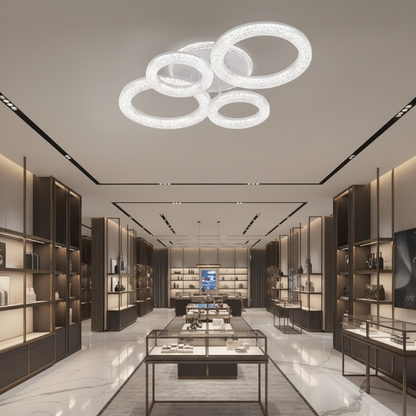Linnea LED Chandelier with Remote Control, 74W, 3000K/4000K/6000K, Dimmable, White, Crystals LED Chandeliers with Remote Control Default Title Alessandro Design