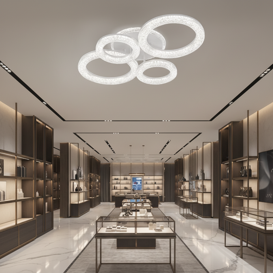 Linnea LED Chandelier with Remote Control, 74W, 3000K/4000K/6000K, Dimmable, White, Crystals LED Chandeliers with Remote Control Default Title Alessandro Design