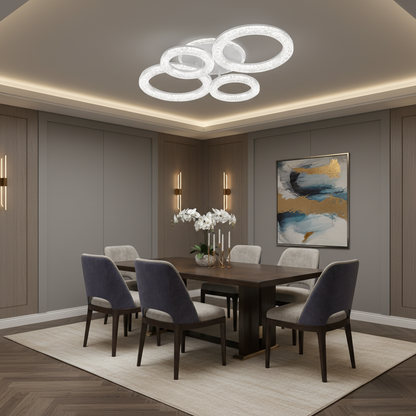 Linnea LED Chandelier with Remote Control, 74W, 3000K/4000K/6000K, Dimmable, White, Crystals LED Chandeliers with Remote Control Default Title Alessandro Design