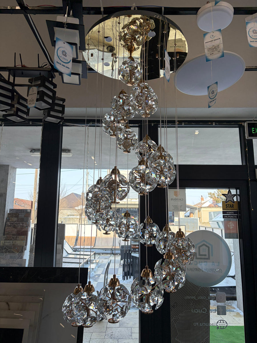 Crystal LED KILKENNY Culmino Chandelier, 144W, Neutral Light, Diameter 60cm, Gold Modern Chandeliers Default Title Alessandro Design