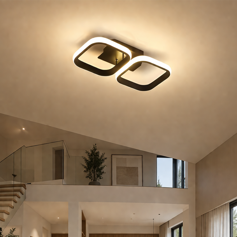 LED Chandelier VERTEX 21W, 2 Squares, Linear, Cold/Warm/Neutral light, Black LED Chandeliers Default Title Alessandro Design