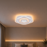 LED Chandelier with Remote Control PENTAGON 59W, 40cm, Cold/Warm/Neutral Light 3000K/4000K/6000K, White, Metal and Acrylic LED Chandeliers with Remote Control Default Title Alessandro Design