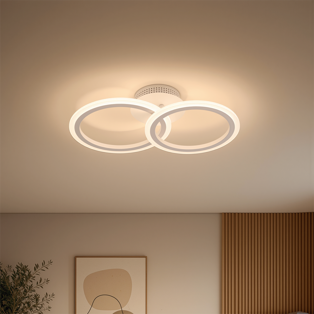 LED chandelier with remote control BETTY 27W, 2 Circles, Cold/Warm/Neutral light, Dimmable, White LED chandelier with remote control Default Title Alessandro Design