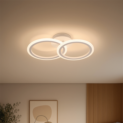 LED chandelier with remote control BETTY 27W, 2 Circles, Cold/Warm/Neutral light, Dimmable, White LED chandelier with remote control Default Title Alessandro Design