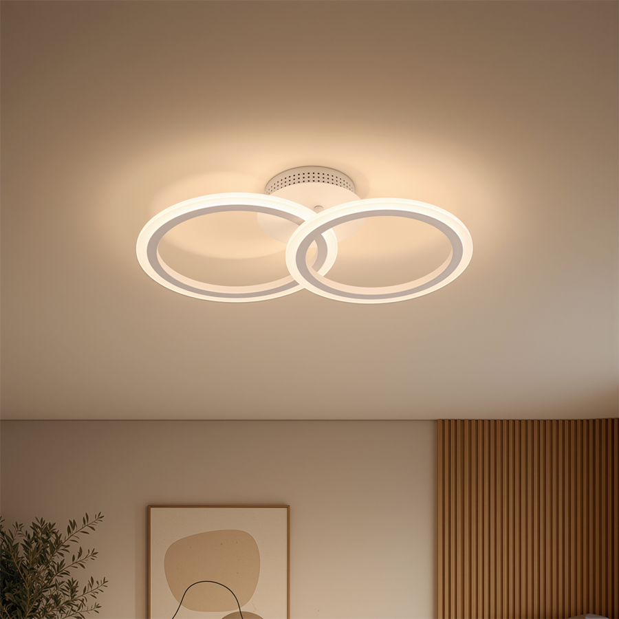 LED chandelier with remote control BETTY 27W, 2 Circles, Cold/Warm/Neutral light, Dimmable, White LED chandelier with remote control Default Title Alessandro Design
