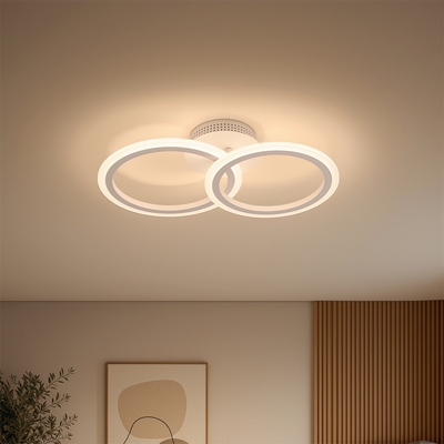 LED chandelier with remote control BETTY 27W, 2 Circles, Cold/Warm/Neutral light, Dimmable, White