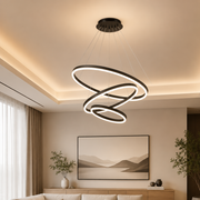 Suspended LED chandelier with remote control CASIANA 85W, 3 Circles, Cold/Warm/Neutral light, Dimmable, Black, Height Adjustable LED Chandeliers with Remote Control Default Title Alessandro Design
