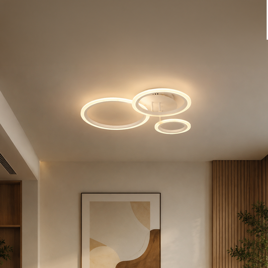 LED Chandelier with Remote Control BETTY 40W, 3 Circles, Cold/Warm/Neutral Light, Dimmable, White, Metal and Acrylic LED Chandeliers with Remote Control Default Title Alessandro Design