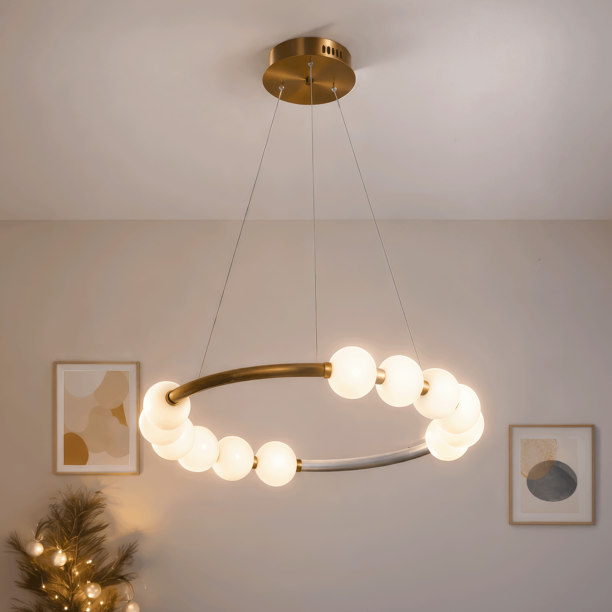 LED Pendant Light Acrylic Nova 57W with Remote Control, Dimmable, 3000K/4000K/6000K, Gold, Metal and Acrylic LED Chandeliers with Remote Control Default Title Alessandro Design