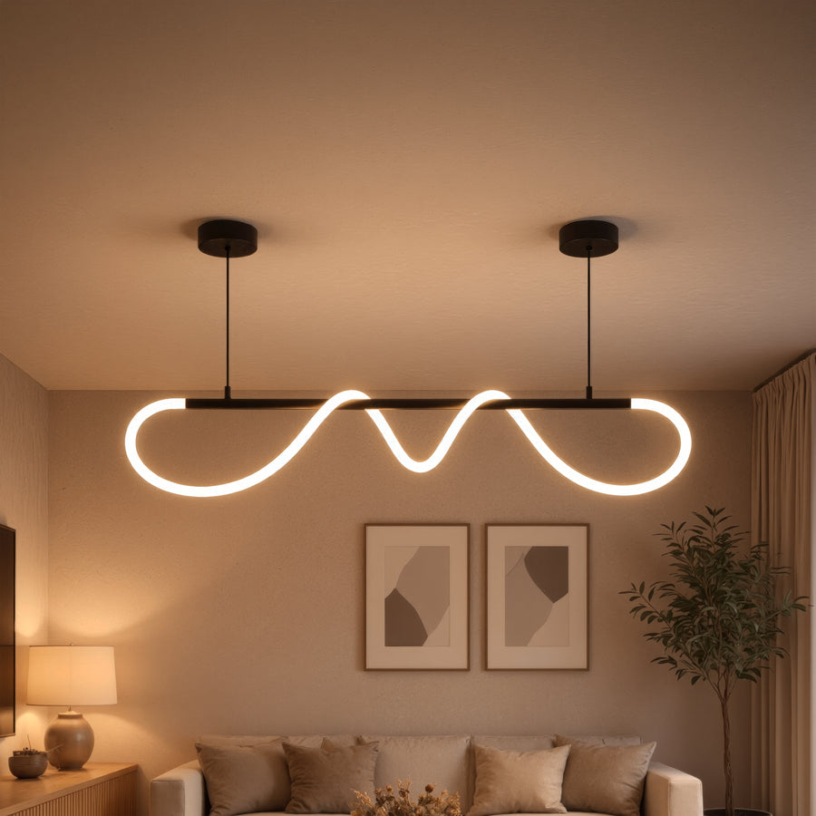 DIVINO LED Chandelier with Flexible Silicone Tube - 24W, Adjustable Light, Matt Black Modern Chandeliers Default Title Alessandro Design