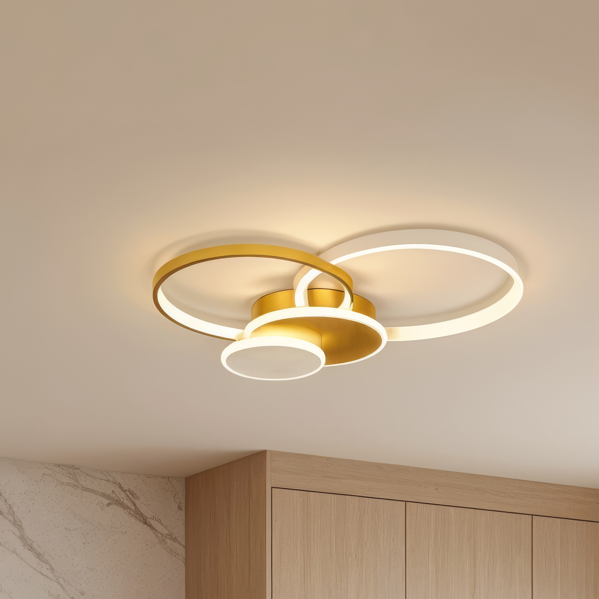 LED Chandelier with Remote Control KILLIAN 80W, 4 Circles, Cold/Warm/Neutral Light, Dimmable, Gold LED Chandeliers with Remote Control Default Title Alessandro Design